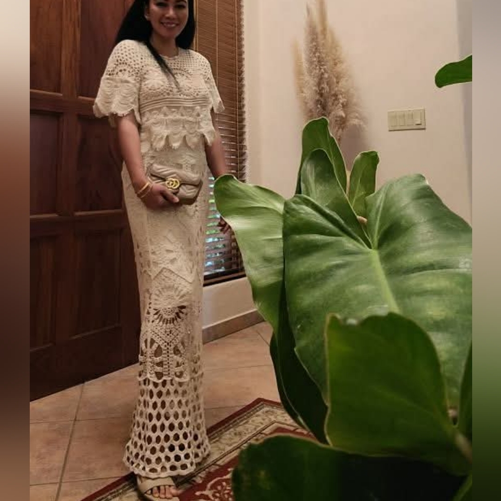 Elegant Crochet Maxi Skirts And Top